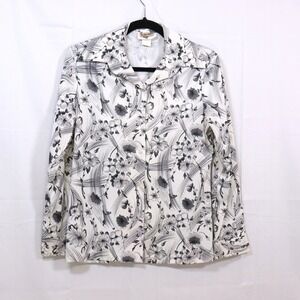 Legends of Dallas Button Up 8 White Floral Women Vintage‎ Blouse